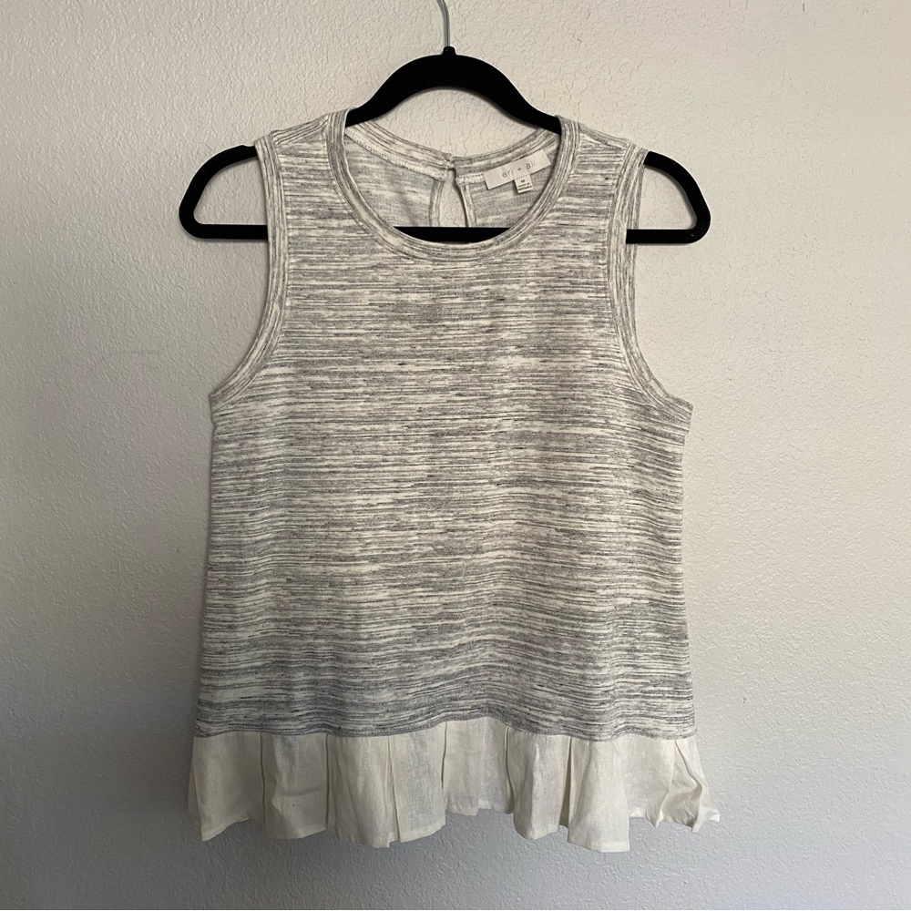 Anthropologie Gray and White Sleeveless Top